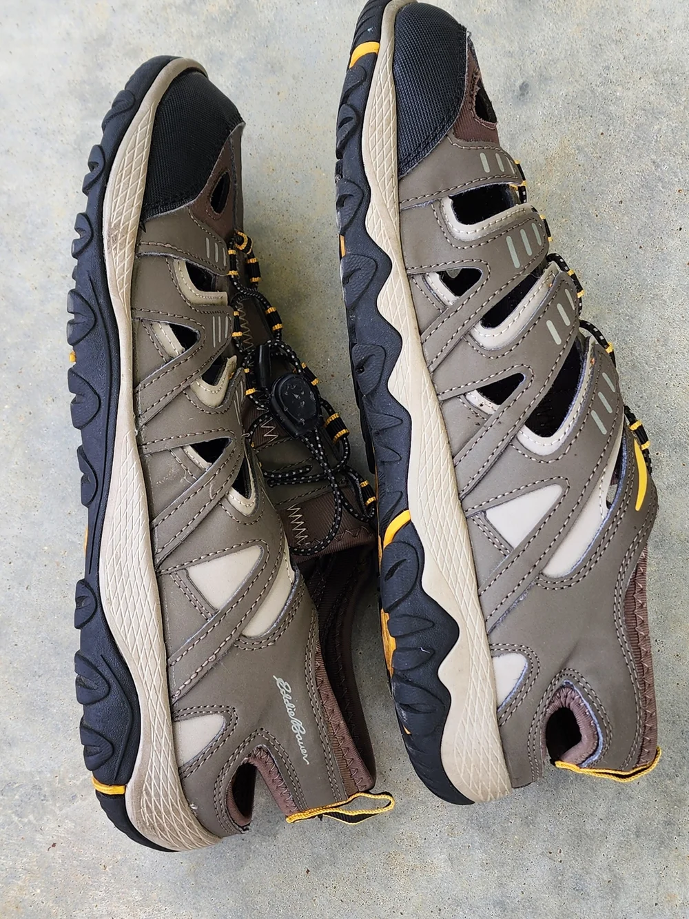 Eddie Bauer Brown and Yellow Men's Outdoor Sport Sandals